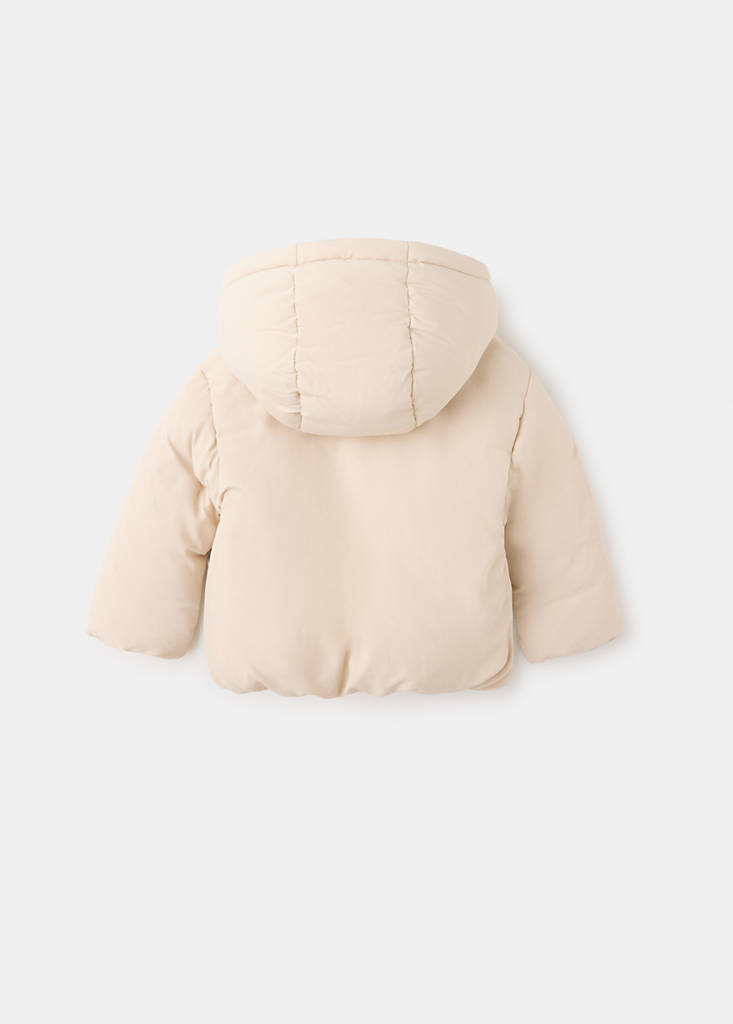 Hood puffer coat — Beige
