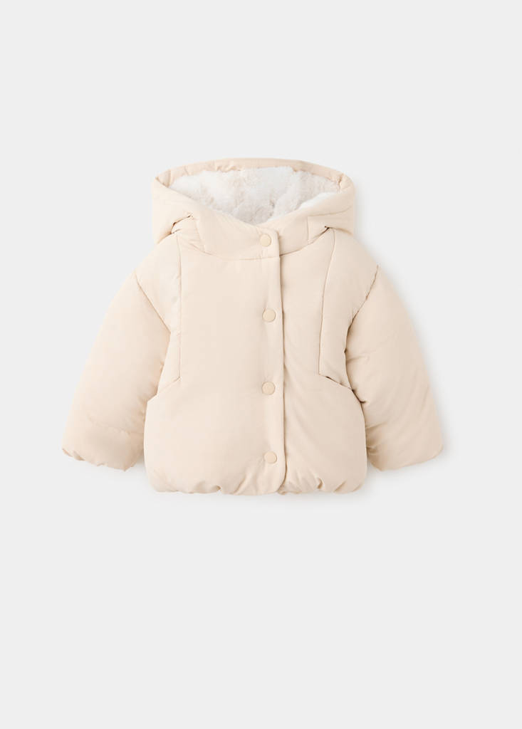 Hood puffer coat — Beige