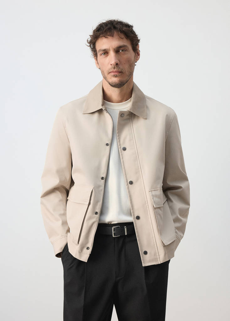 Water-repellent cotton-blend jacket — Beige
