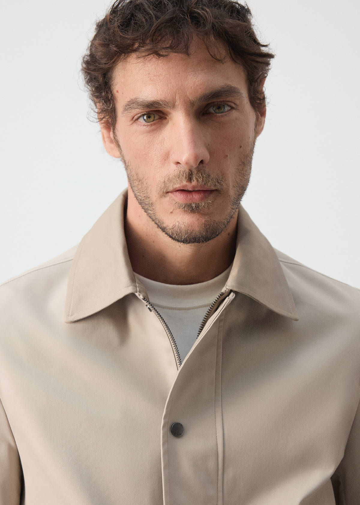 Water-repellent cotton-blend jacket — Beige