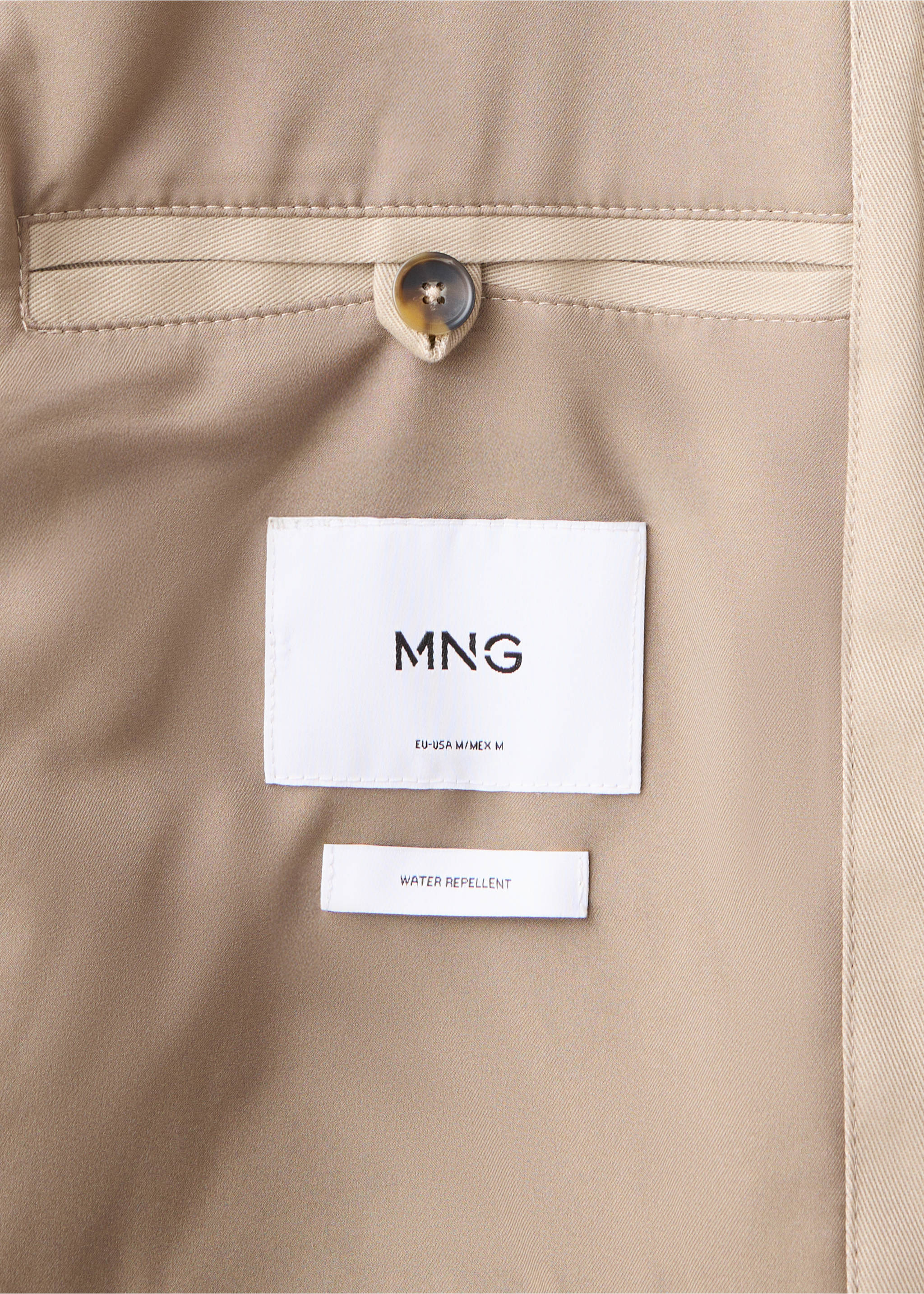 Water-repellent jacket with pockets - Details of the article 0, Beige. Ref: 37014406-00.