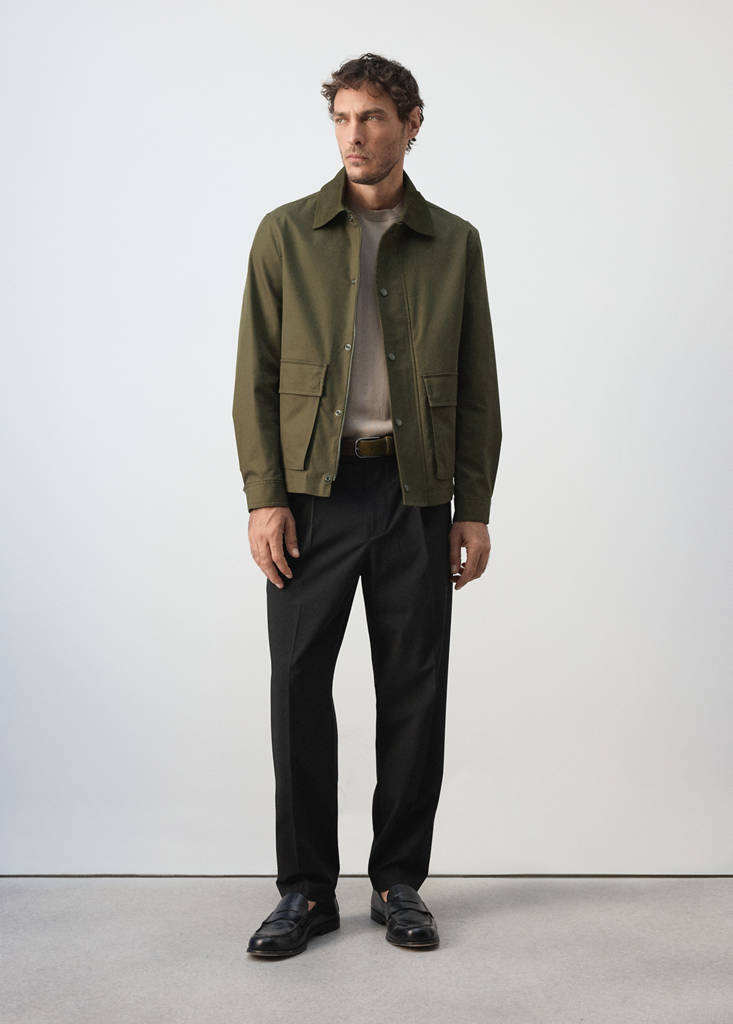 Water-repellent cotton-blend jacket — Khaki