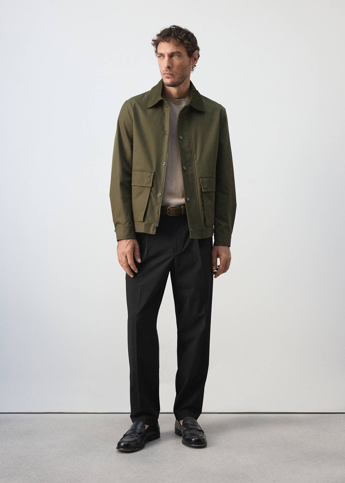 Water-repellent cotton-blend jacket — Khaki