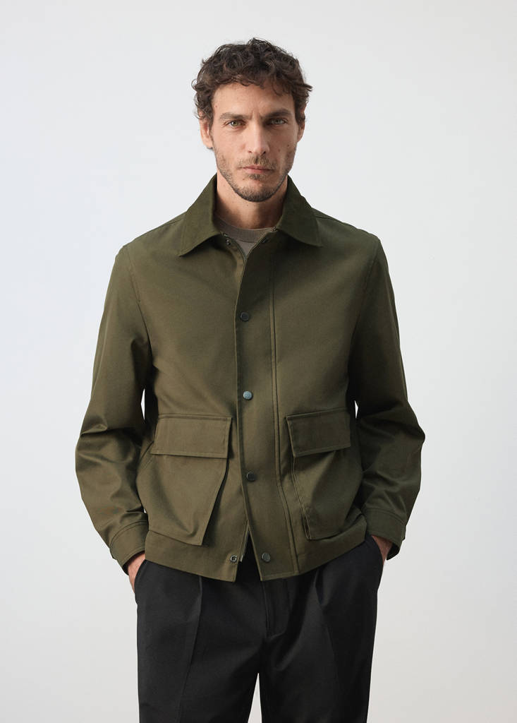 Water-repellent cotton-blend jacket — Khaki