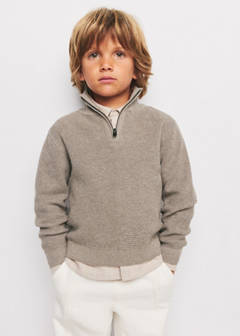 Knitted sweater with perkins neck — Medium Brown 1