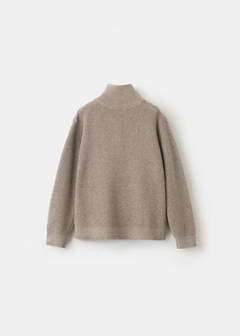 Knitted sweater with perkins neck — Medium Brown 5
