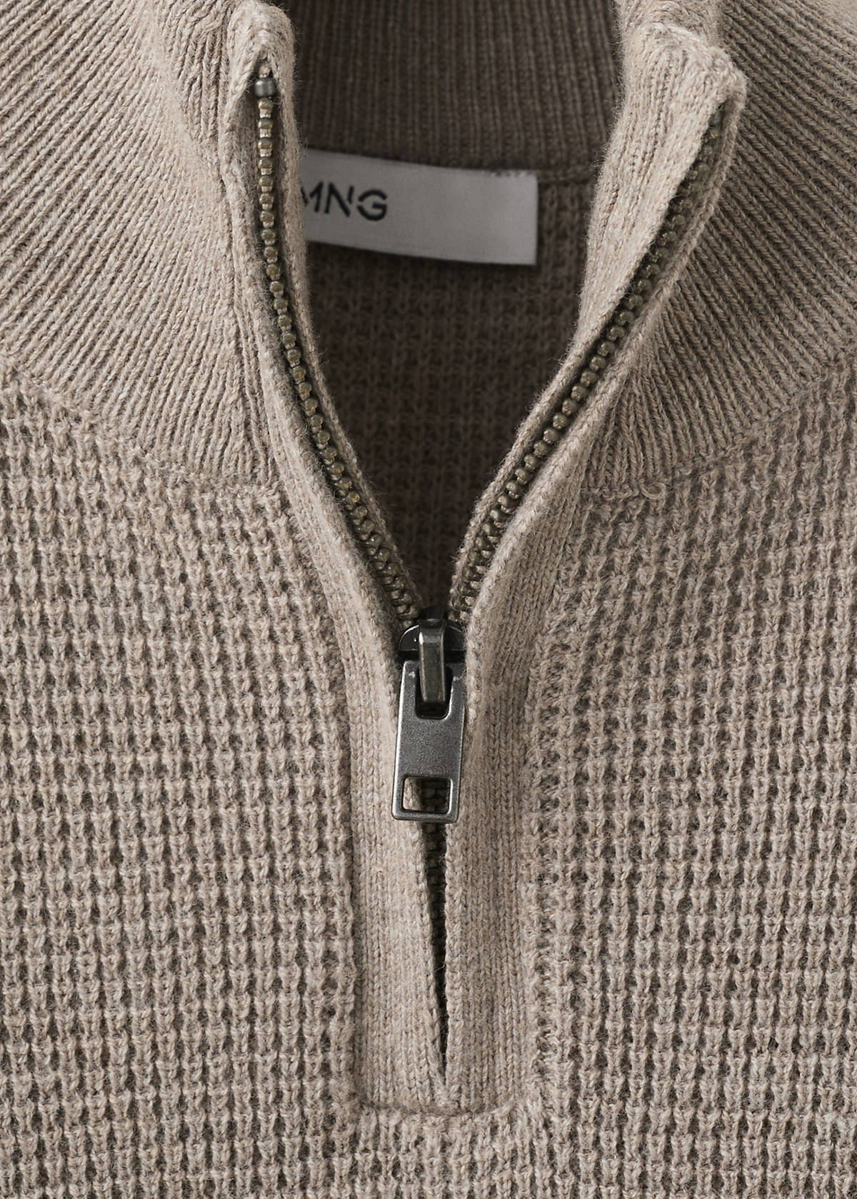 Knitted sweater with perkins neck — Medium Brown
