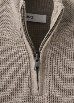 Knitted sweater with perkins neck — Medium Brown 4
