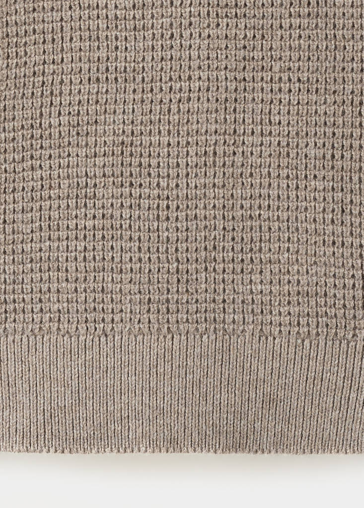 Knitted sweater with perkins neck — Medium Brown