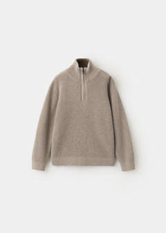 Knitted sweater with perkins neck — Medium Brown 2