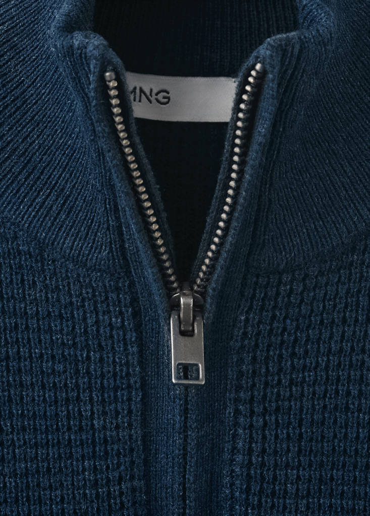 Knitted sweater with perkins neck — Ink Blue