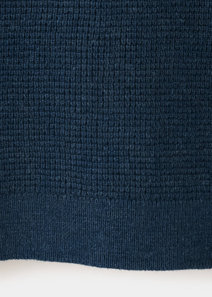 Knitted sweater with perkins neck — Ink Blue