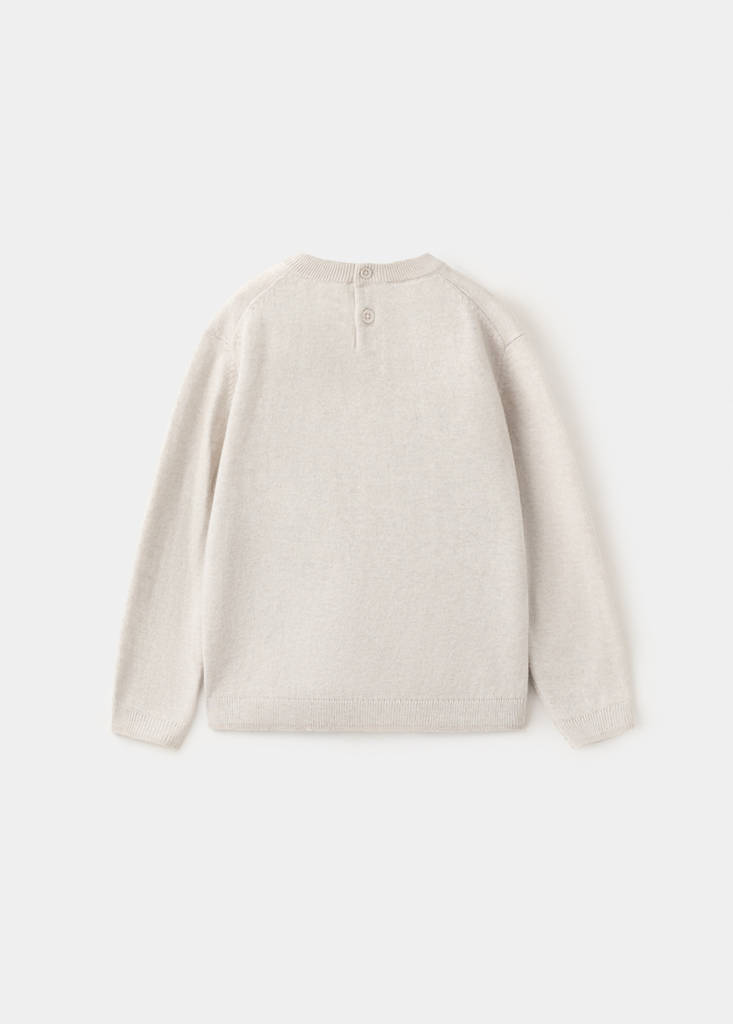 Fine-knit cotton sweater — Beige