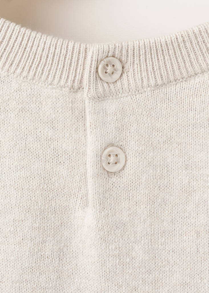 Fine-knit cotton sweater — Beige