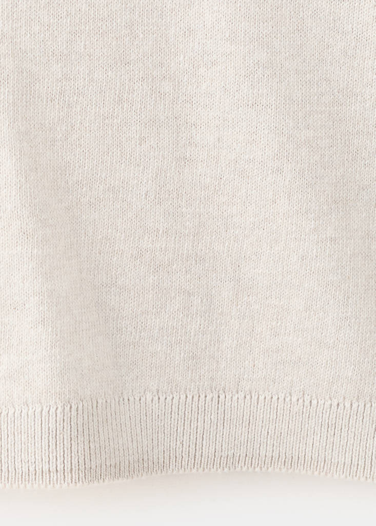 Fine-knit cotton sweater — Beige