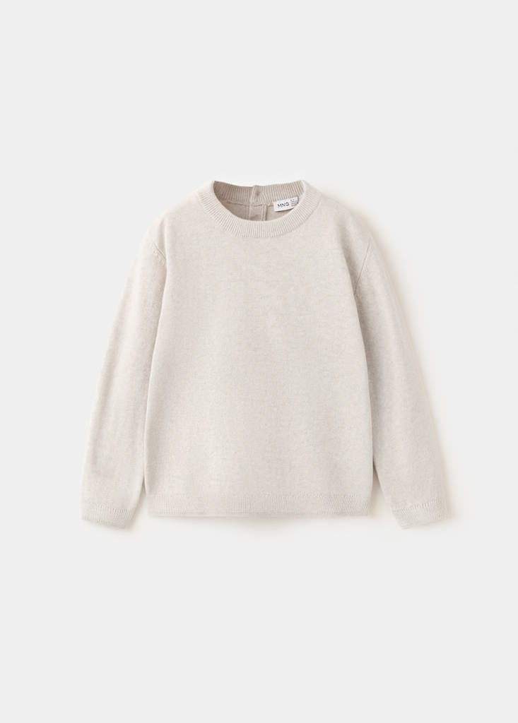 Fine-knit cotton sweater — Beige