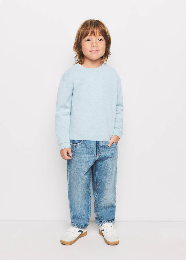 Fine-knit cotton sweater — Sky Blue