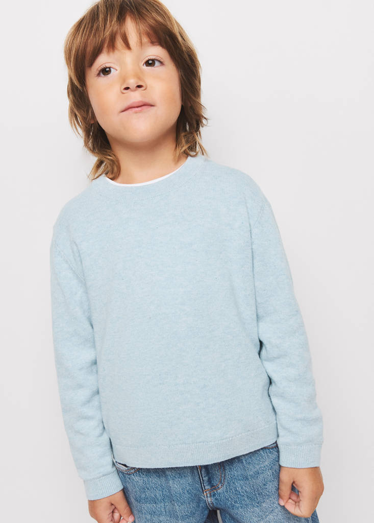 Fine-knit cotton sweater — Sky Blue