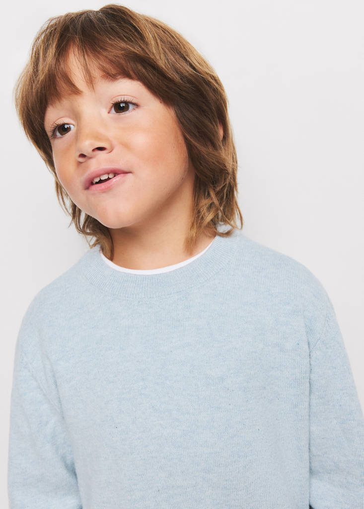 Fine-knit cotton sweater — Sky Blue