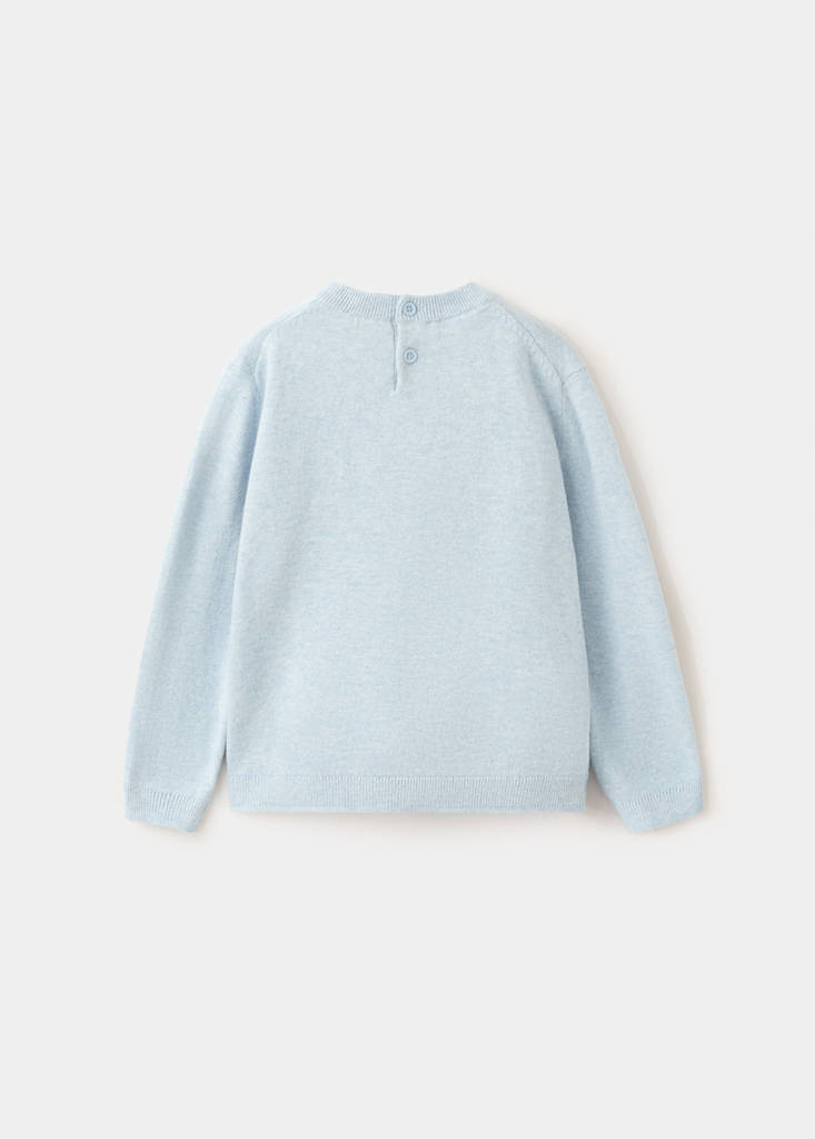 Fine-knit cotton sweater — Sky Blue