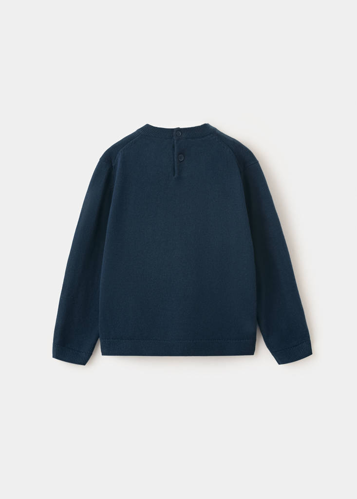 Fine-knit cotton sweater — Dark Navy
