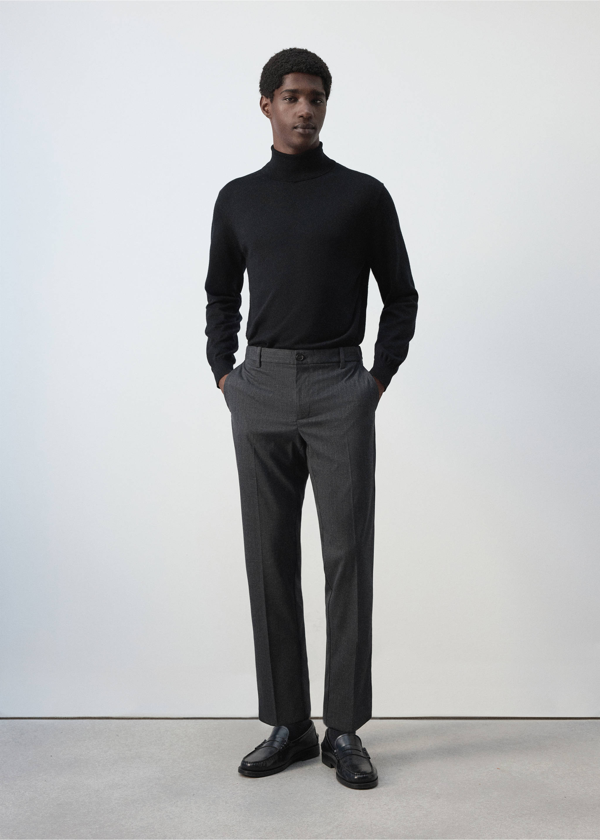 Bologna cropped slim-fit trousers - General plane, Dark Heather Grey. Ref: 37014409-00.