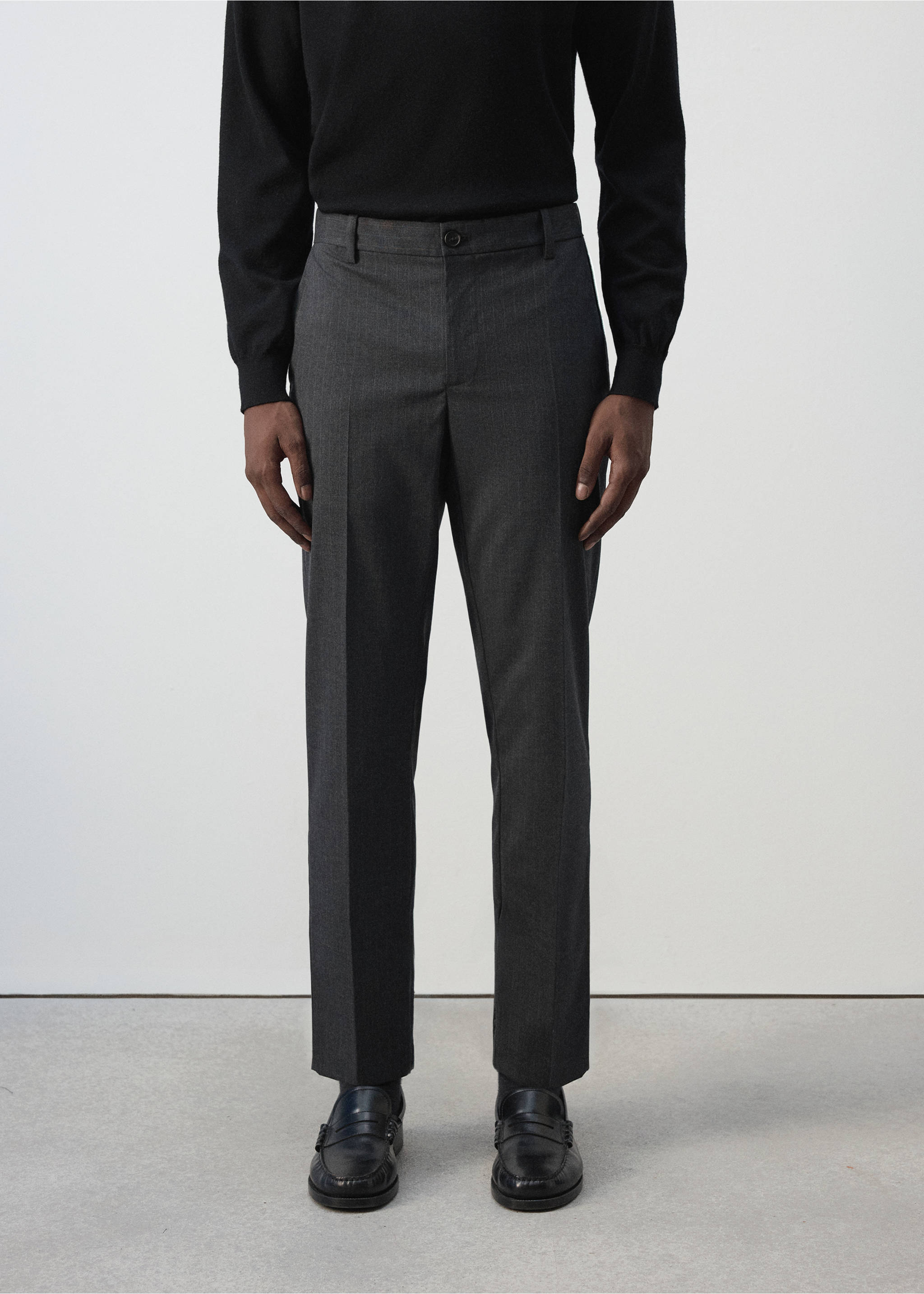 Bologna cropped slim-fit trousers - Medium plane, Dark Heather Grey. Ref: 37014409-00.
