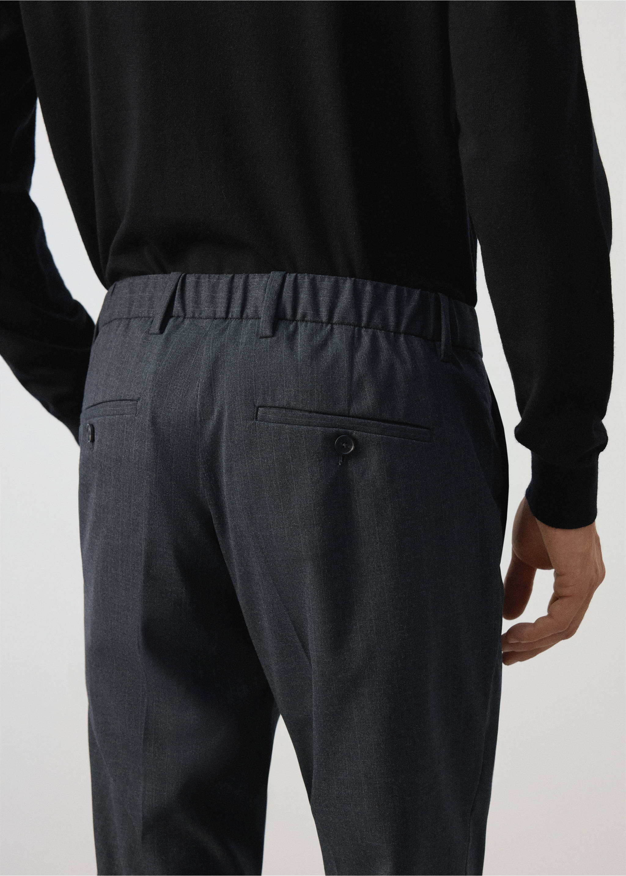 Bologna cropped slim-fit trousers - Details of the article 3, Dark Heather Grey. Ref: 37014409-00.