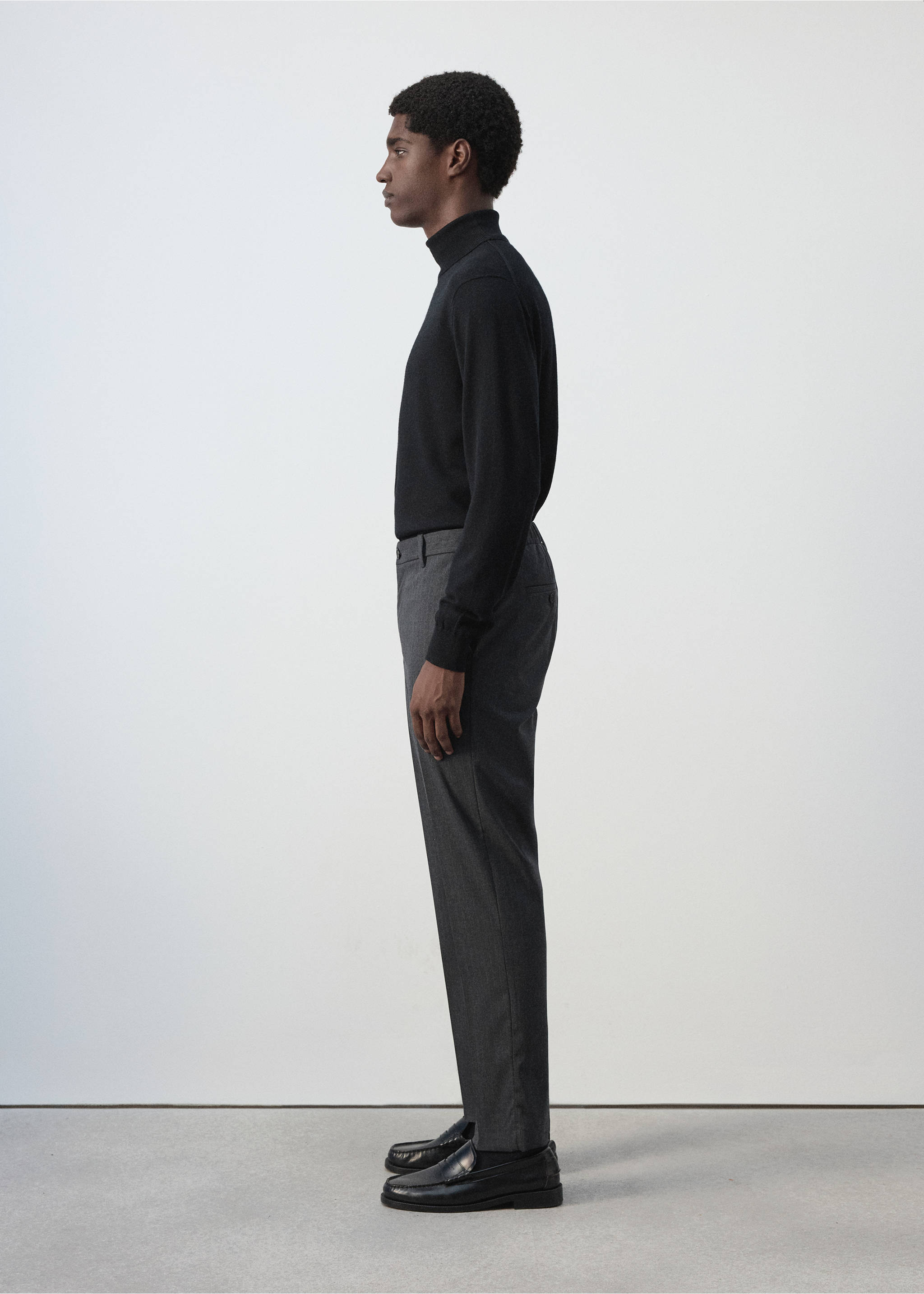 Bologna cropped slim-fit trousers - Details of the article 2, Dark Heather Grey. Ref: 37014409-00.