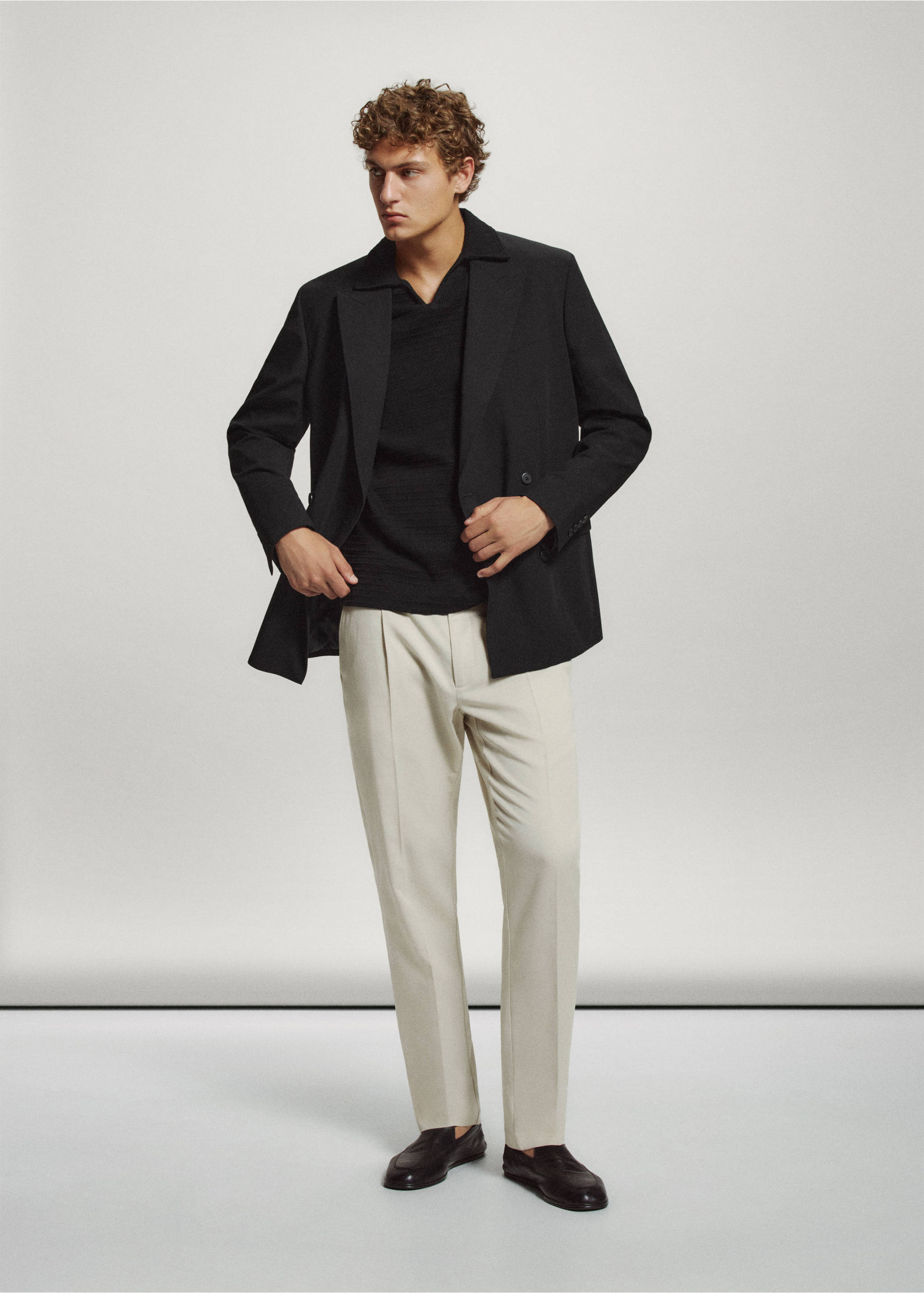 Regular fit trousers in a lyocell-cotton blend - General plane, Ice Grey. Ref: 37014410-01.