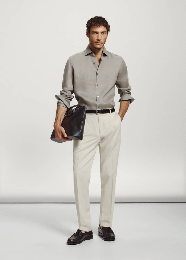 Regular fit trousers in a lyocell-cotton blend — Ice Grey