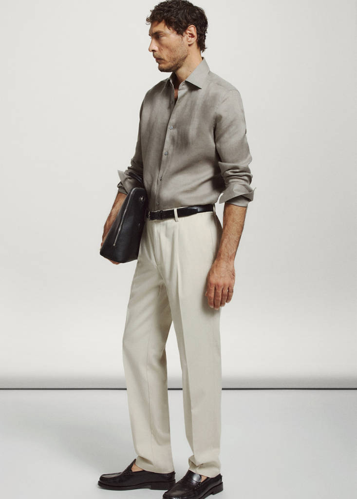 Regular fit trousers in a lyocell-cotton blend — Ice Grey