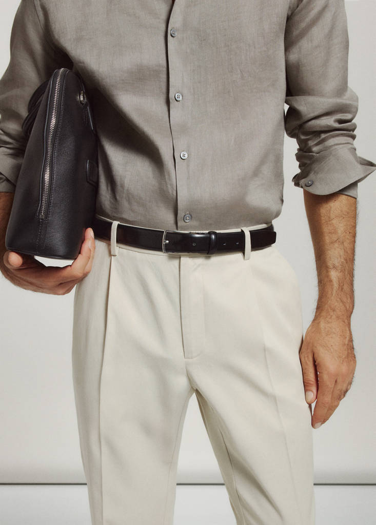 Regular fit trousers in a lyocell-cotton blend — Ice Grey