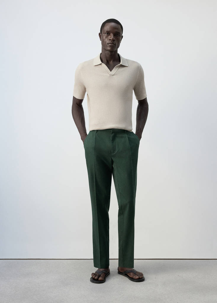 Regular fit trousers in a lyocell-cotton blend — Dark Green