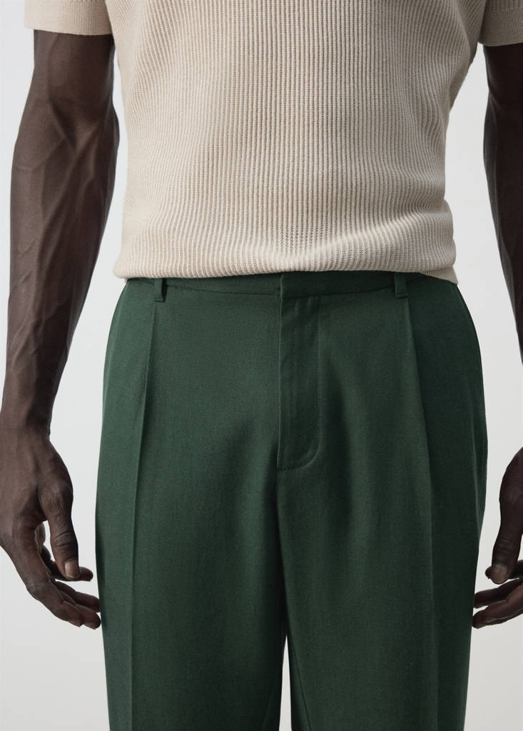 Regular fit trousers in a lyocell-cotton blend — Dark Green