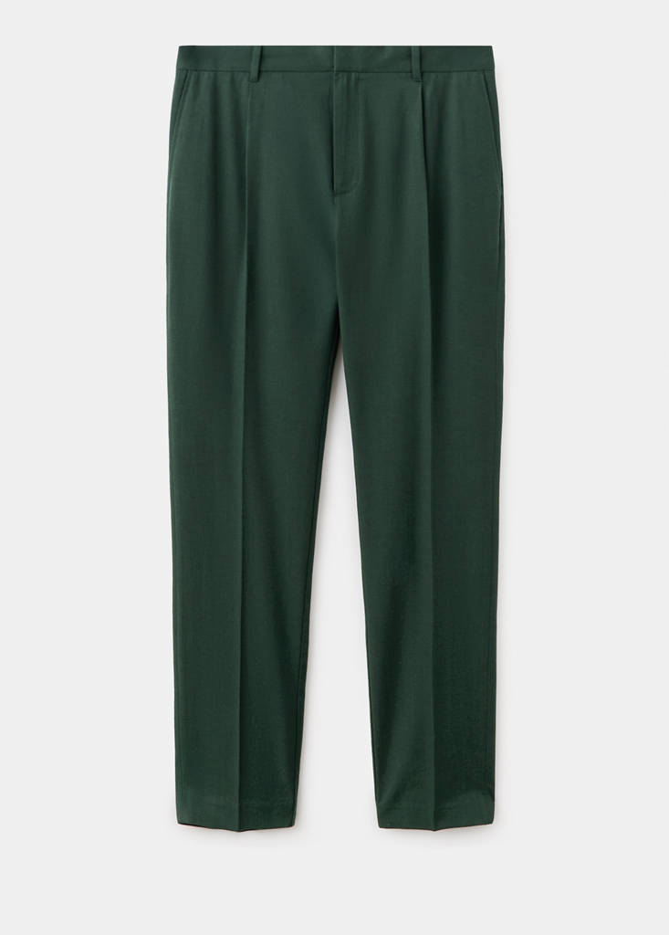 Regular fit trousers in a lyocell-cotton blend — Dark Green