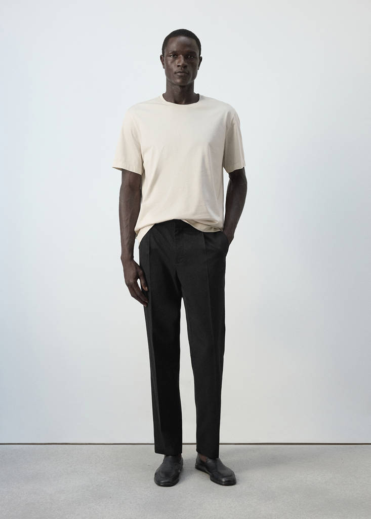 Regular fit trousers in a lyocell-cotton blend — Black
