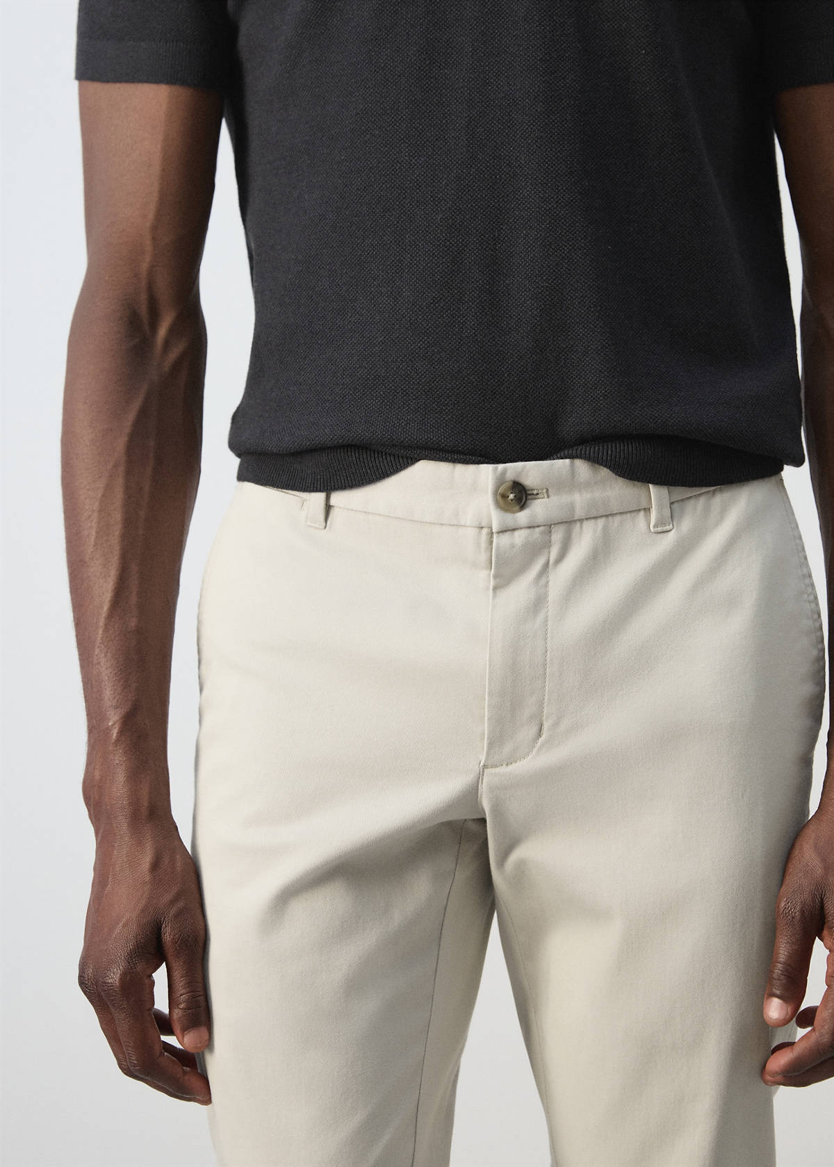 Barna slim-fit twill chino trousers — Ecru