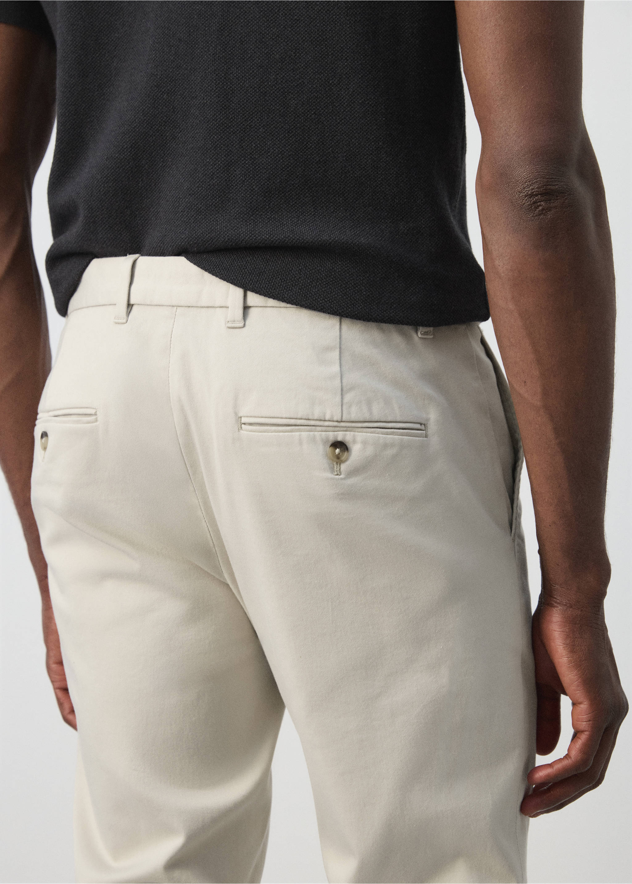 Pantalon Barna super slim-fit chino en sergé - Détail de l'article 4, Écru. Ref: 37014411-00.