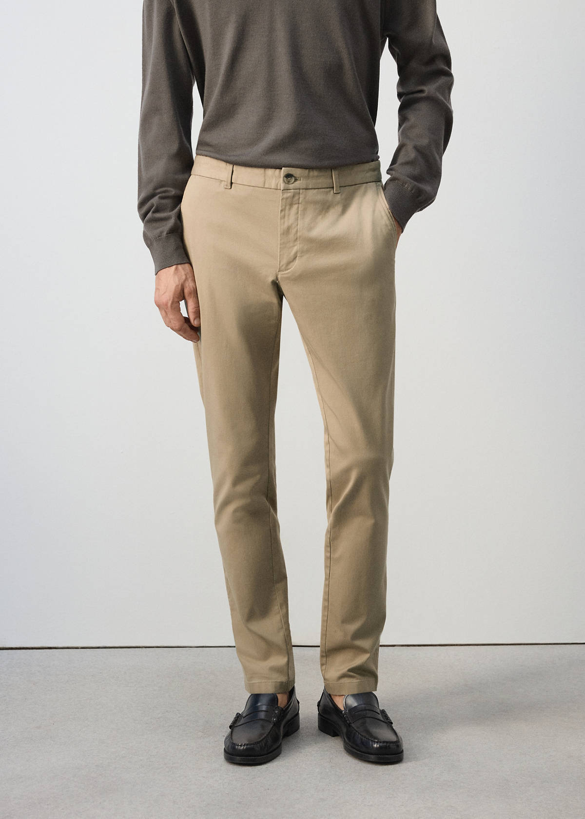 Barna slim-fit twill chino trousers — Beige