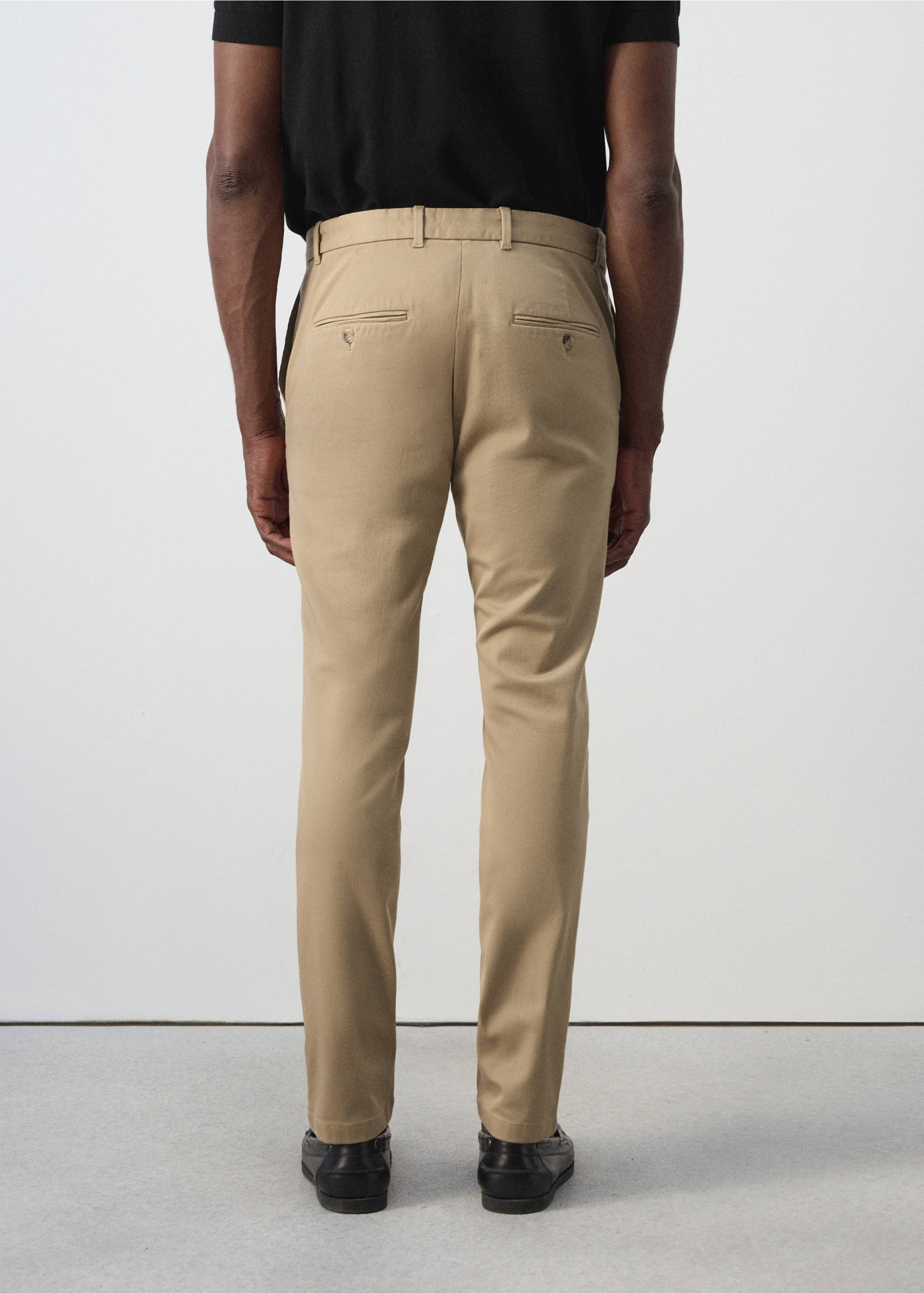 Pantalon Barna super slim-fit chino en sergé - Verso de l’article, Beige. Ref: 37014411-00.