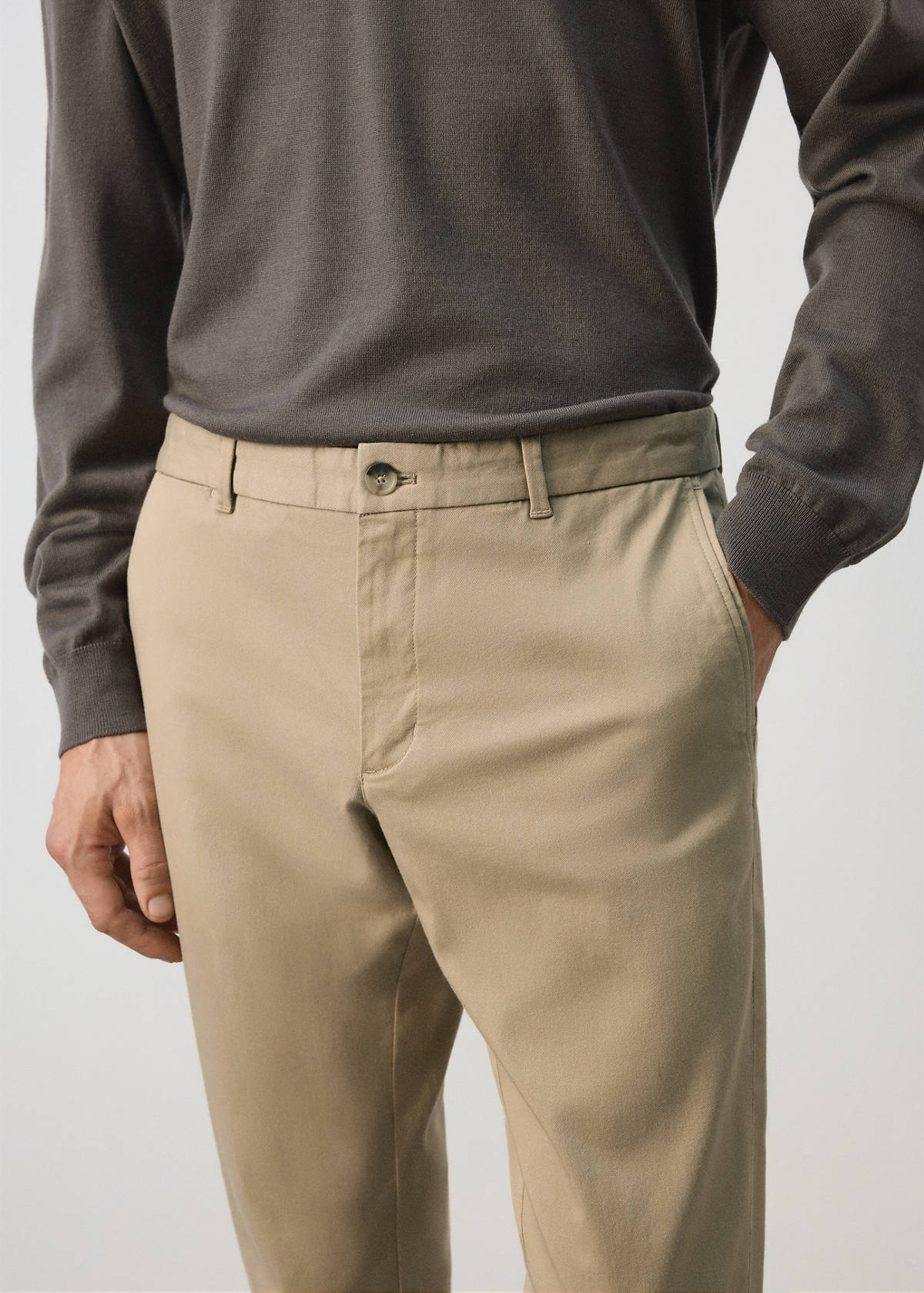 Barna slim-fit twill chino trousers — Beige