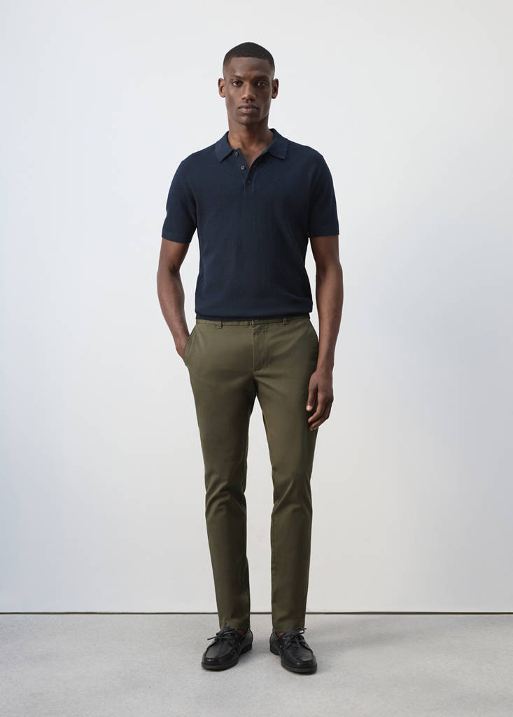 Spodnie chinosy Barna slim fit z diagonalu czarny - Mężczyzna - 48 - MANGO MAN