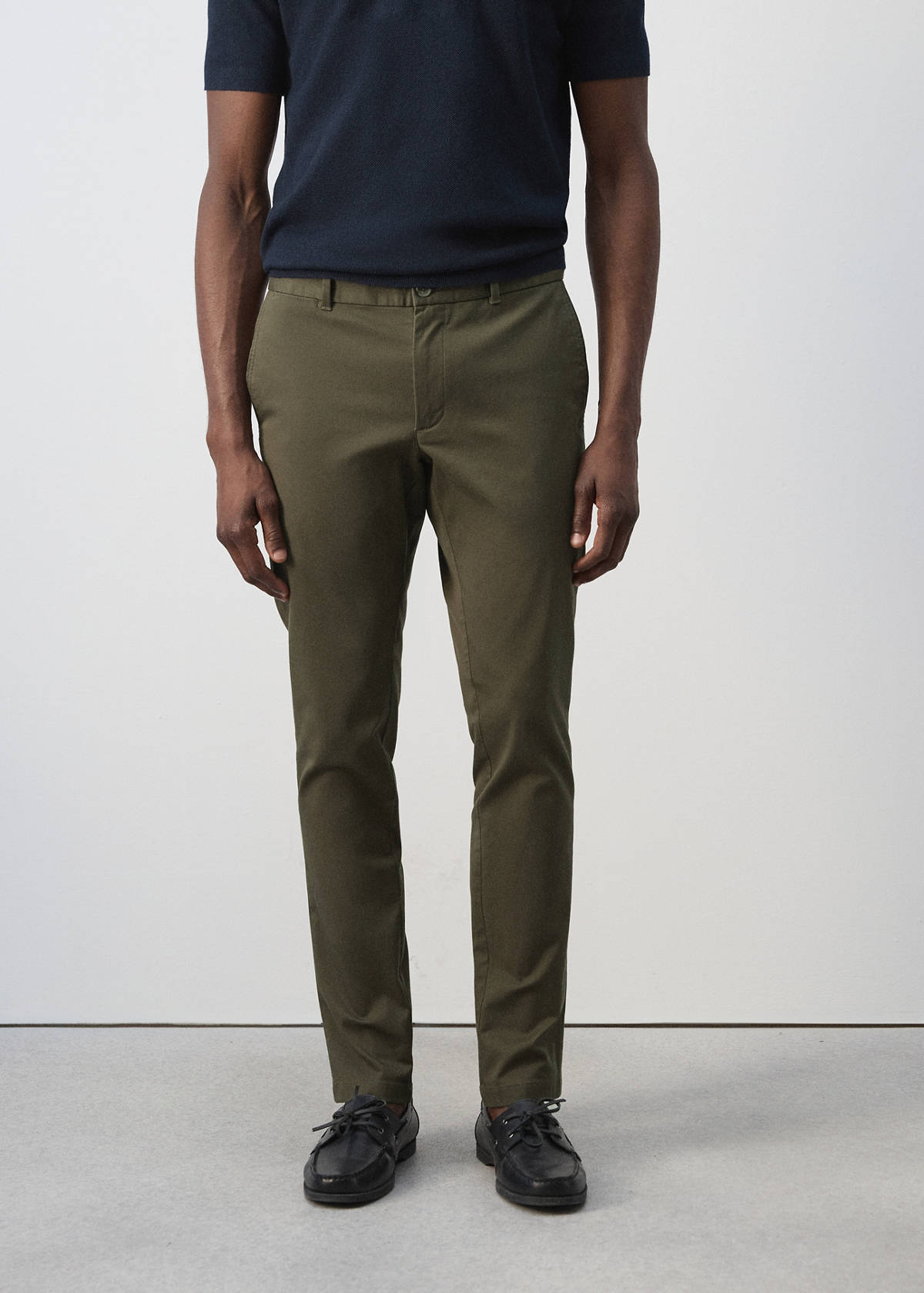 Barna slim-fit twill chino trousers — Khaki