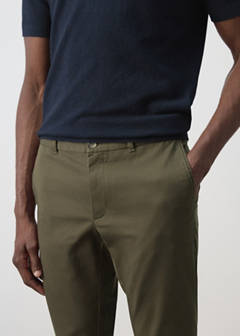 Barna slim-fit twill chino trousers — Khaki 4