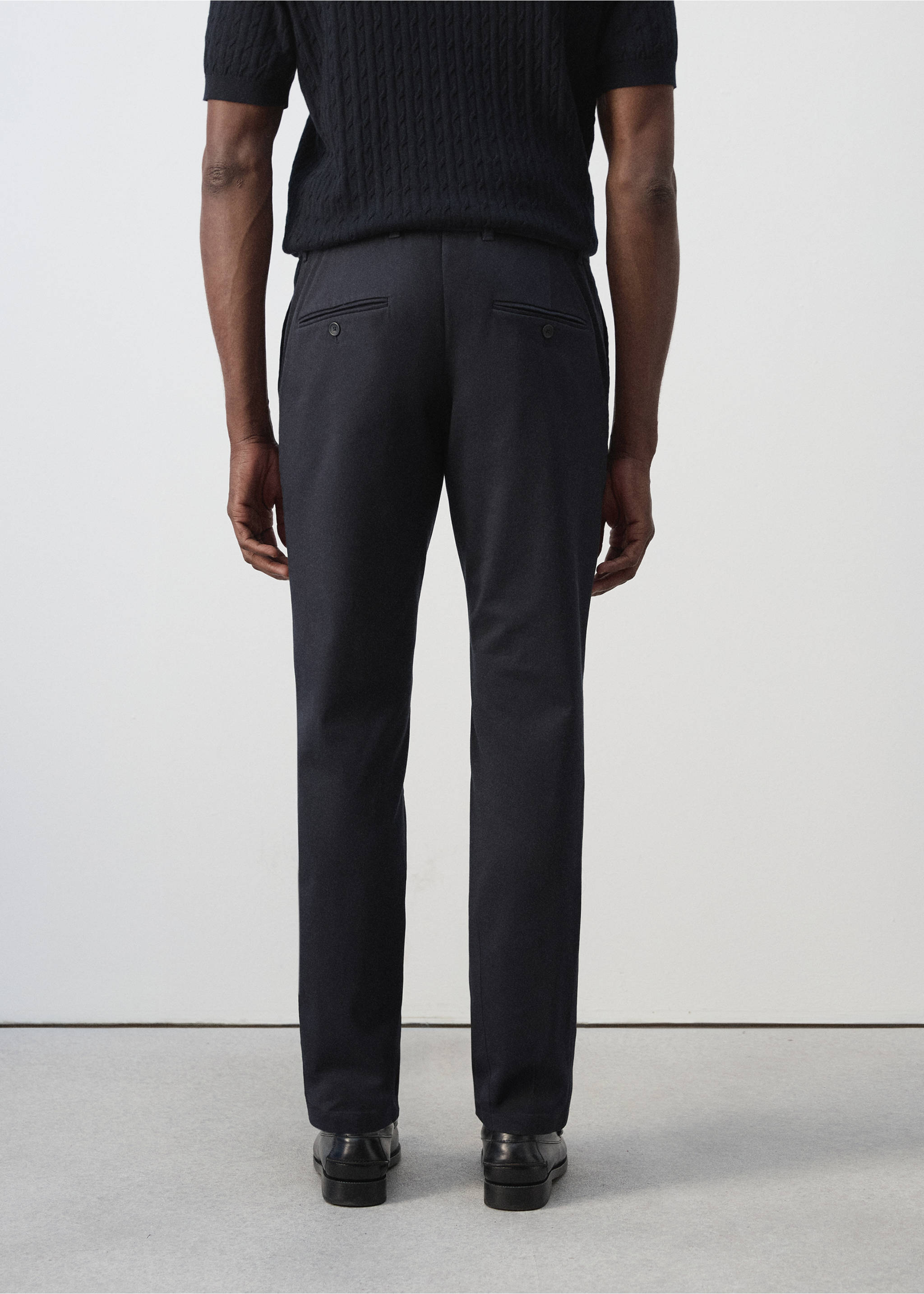 Pantalon Barna super slim-fit chino en sergé - Verso de l’article, Bleu marine. Ref: 37014411-00.