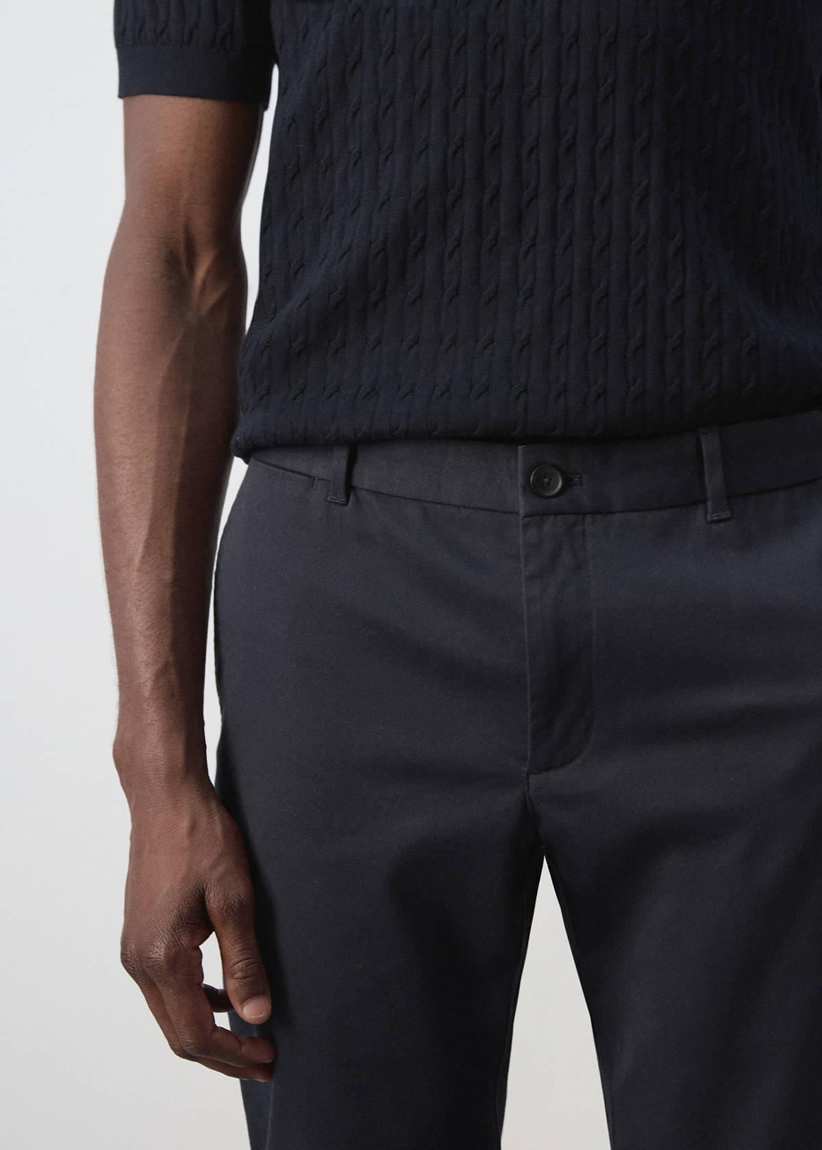 Barna slim-fit twill chino trousers — Navy