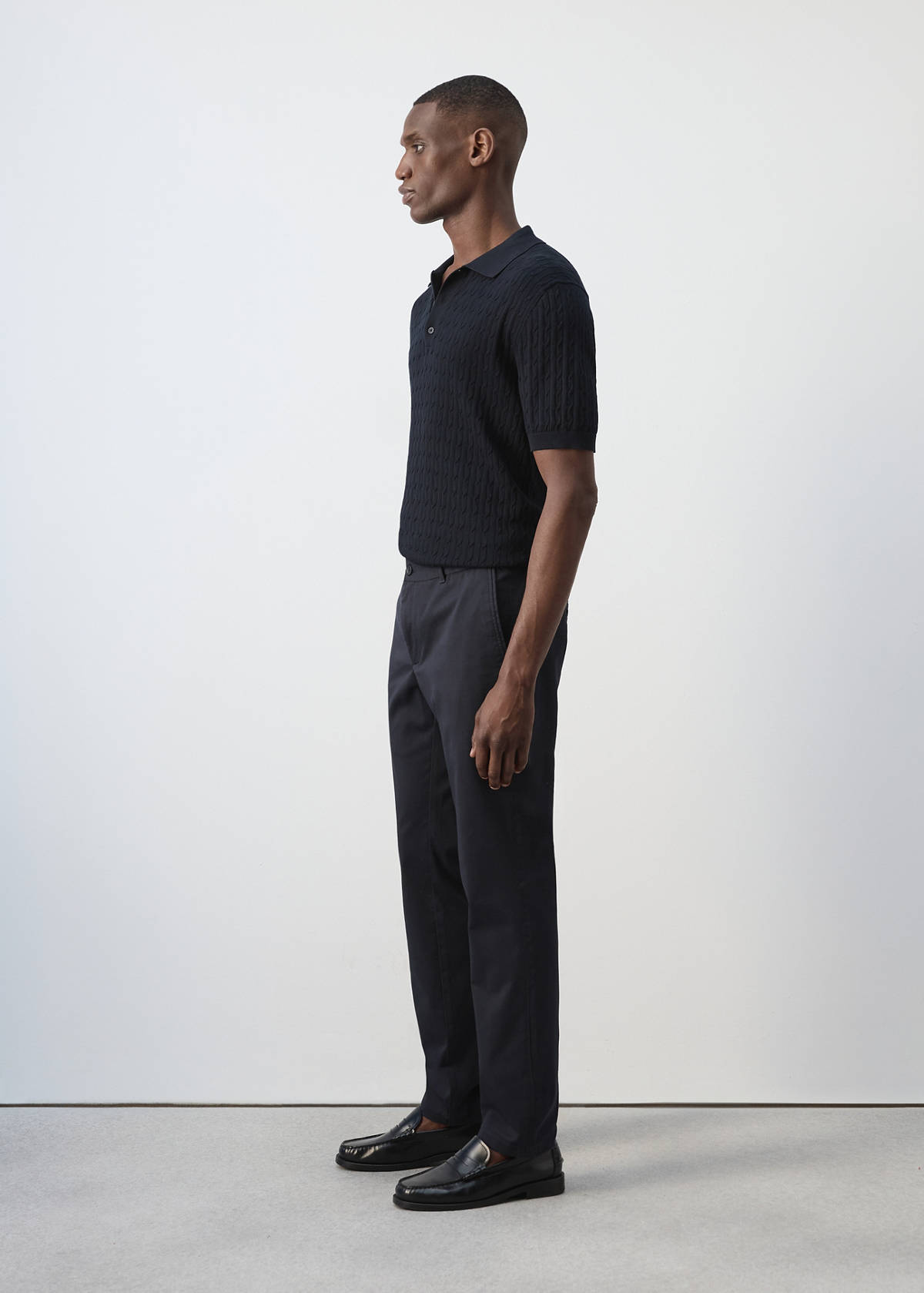 Barna slim-fit twill chino trousers — Navy