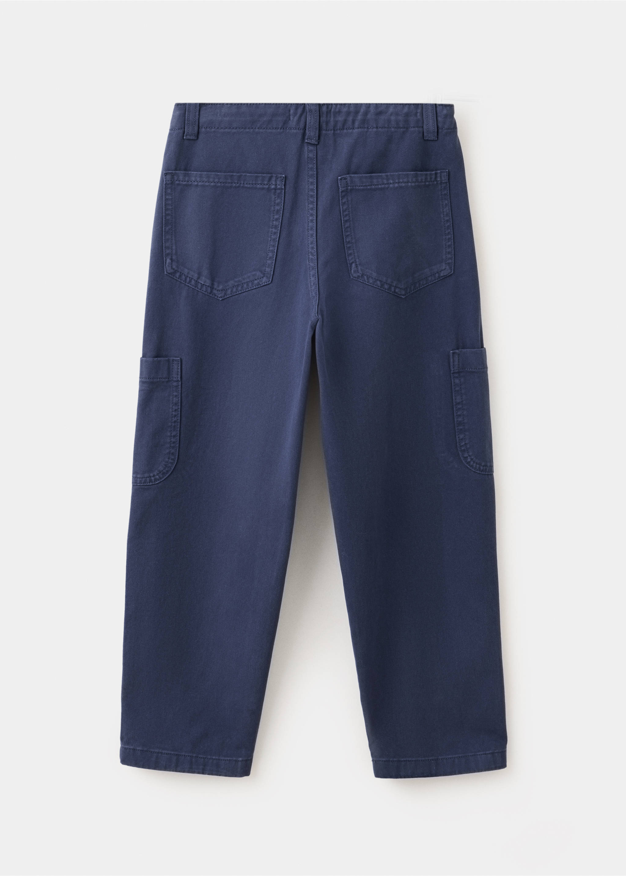 Regular fit cotton cargo trousers - Reverse of the article, Navy. Ref: 37014412-00.