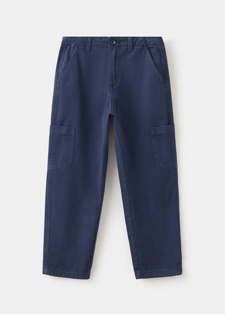 Regular fit cotton cargo trousers — Navy